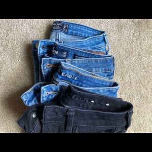 4 pairs EUC size 0 jeans Abercrombie, Hollister,AE